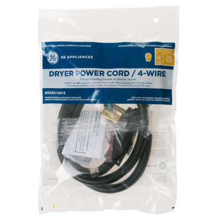 General Electric WX09X10018 4 Wire 30amp Dryer Cord, 4-Feet
