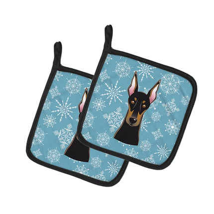 Caroline's Treasures "Snowflake Doberman" par de agarraderas BB1679PTHD, tela, multicolor