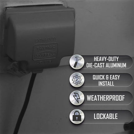 TayMac MX6200 RaynGuard Extra Duty Metal Weatherproof in-Use Cover, 2-Gang, Gray