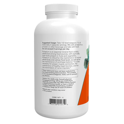 NOW Potassium Gluconate Pure Powder, 1-Pound