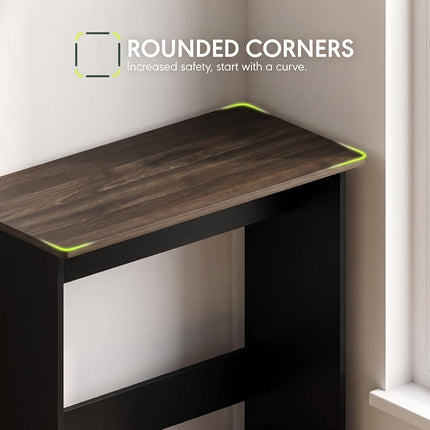 Furinno Simplistic Computer Desk, Study Desk, Writing Desk, Columbia Walnut/Black