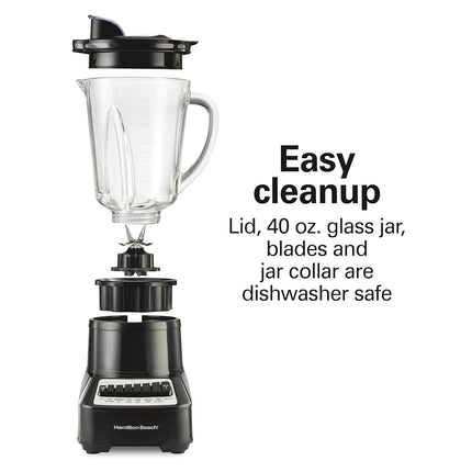Hamilton Beach Wave Crusher Multi-Function Blender for Smoothies, Shakes & Ice Crush, 700 Watts, 40 oz Glass Jar, 14 Functions, Black, 54220G