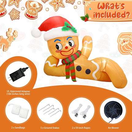 OurWarm 10FT Christmas Inflatable Gingerbread Man Outdoor Decoration with LED Lights, Blow Up Holiday Decor for Garden Lawn Yard