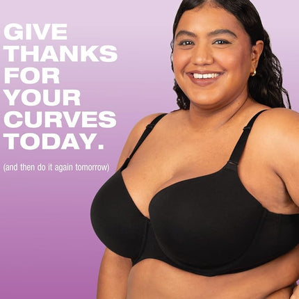 Soutien-gorge T-shirt en coton extensible 360 Fit for Me Plus Size Fruit of the Loom pour femme, couleur noir, 38DD