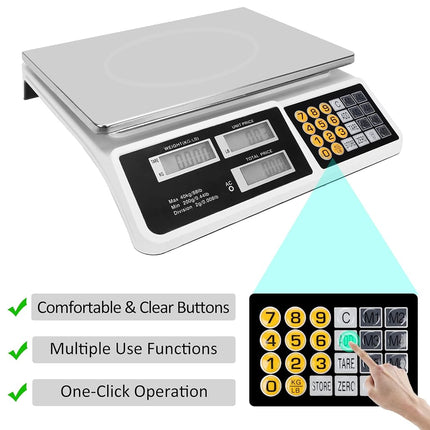 Balance de calcul du prix YIFOR 88lb/40kg, balance numérique commerciale à écran LCD avec plate-forme en acier inoxydable, balance pour fruits et légumes et aliments pour marché de producteurs, points de vente, boucherie (plateau plat)