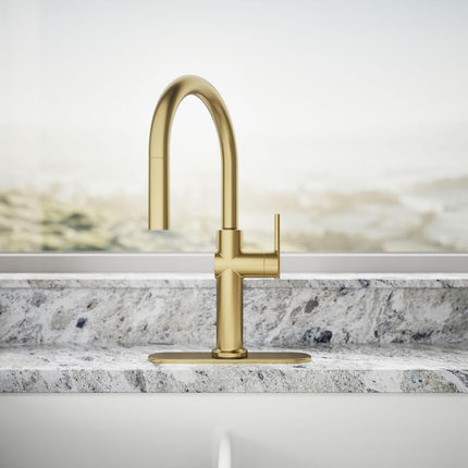 Kohler K-22972-2MB Crue Kitchen Sink Faucet, Brushed Modern Brass