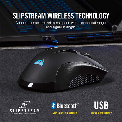 CORSAIR IRONCLAW RGB inalámbrico - Ratón para juegos FPS y MOBA - Sensor óptico de 18 000 PPP - Inalámbrico Slipstream de menos de 1 ms