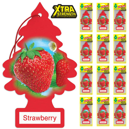 LITTLE TREES Car Air Freshener | X-tra Strength Provides Long-Lasting Scent for Auto or Home | Extra Boost of Fragrance | Strawberry, 2-Packs (12 Count)