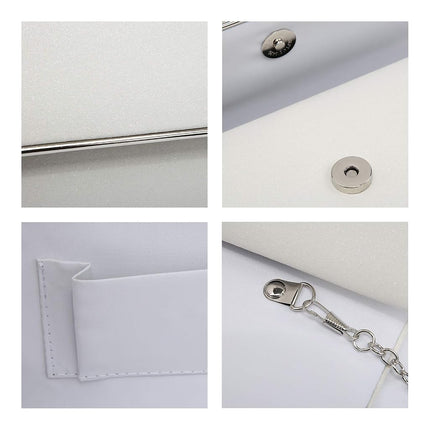 Dasein Bolso de Noche para Mujer, Brillante, con Purpurina, de Mano, para Boda, Fiesta, Cóctel, Graduación, Blanco, Talla Única