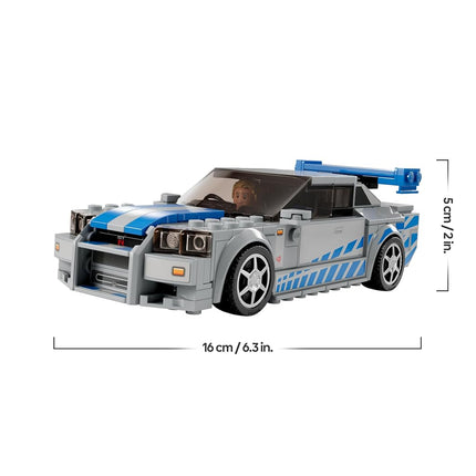 LEGO Speed Champions 2 Fast 2 Furious Nissan Skyline GT-R (R34) Set, Race Car Toy Model Building Kit for 9 Plus Year Old Boys & Girls, with Racer Minifigure, Collectible Gift for Kids 76917