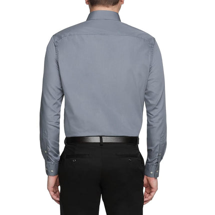 Van Heusen Men's Poplin Regular Fit Solid Point Collar Dress Shirt, Grey, 16" Neck 34"-35" Sleeve