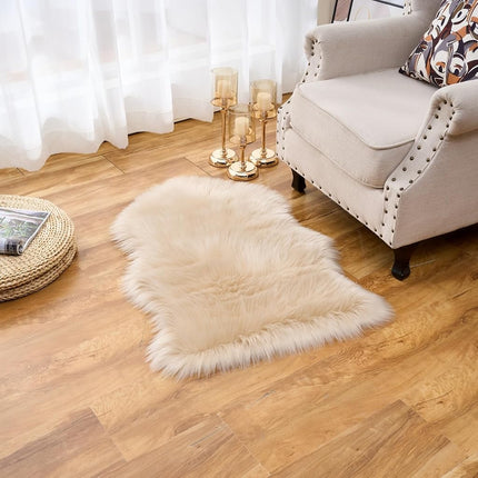 EasyJoy Faux Fur Soft Fluffy Single Sheepskin Style Rug Chair Cover Seat Pad Shaggy Area Rugs for Bedroom Sofa Floor (2 x 3 ft Sheepskin, Beige)