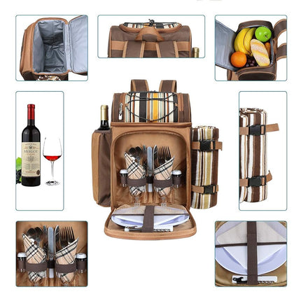 Hap Tim Picnic Basket Backpack for 2 Person with Insulated Cooler Compartment, Wine Holder, Fleece Blanket, Cutlery Set,Perfect for Beach, Day Travel, Hiking, Camping,Lovers Gifts(AU-36083)