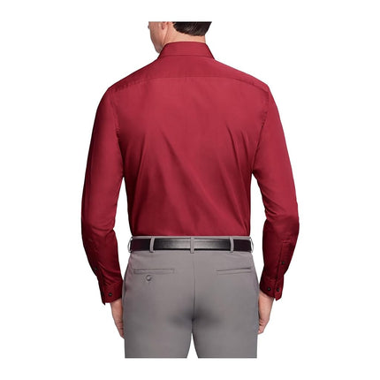 Van Heusen Men's Dress Shirt Regular Fit Poplin Solid, Magenta, 18.5" Neck 32"-33" Sleeve