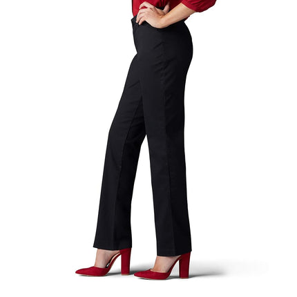 Lee Women's Wrinkle Free Relaxed Fit Straight Leg Pant, Black, 12 US