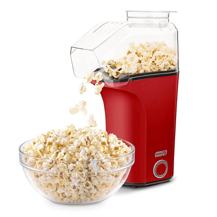 DASH Hot Air Popcorn Popper Maker with Measuring Cup to Portion Popping Corn Kernels + Melt Butter, 16 Cups - Red