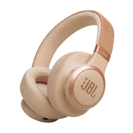 JBL Live 770NC - Casque sans fil circum-auriculaire avec réduction de bruit adaptative et mode Smart Ambient, jusqu'à 65 heures d'autonomie, arceau en tissu confortable et pochette de transport (sable)