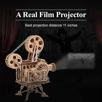 ROKR 3D Wooden Puzzles for Adults, Mechanical Vitascope Movie Projector Model Kit, Hand-Cranked DIY Wood Craft Building Set