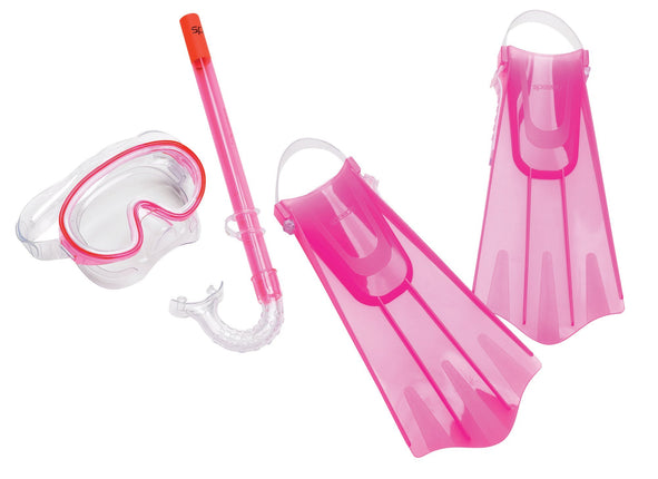 Speedo Kid's Aqua Quest Mask/Snorkel/Fin Set, Pink
