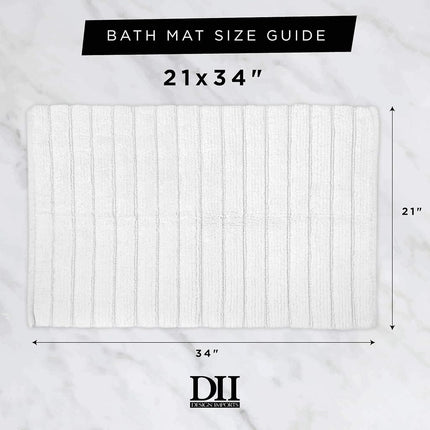 DII Ultra Soft Plush Spa Microfiber Shag Chenille Bath Mat Place in Front of Shower, Vanity, Bath Tub, Sink, and Toilet, 21 x 34 - Gray Stripe