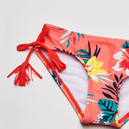 Kanu Surf Girls' Willow V-Neck Bikini Beach Sport 2-Piece Swimsuit Two, Brooke Coral, 16