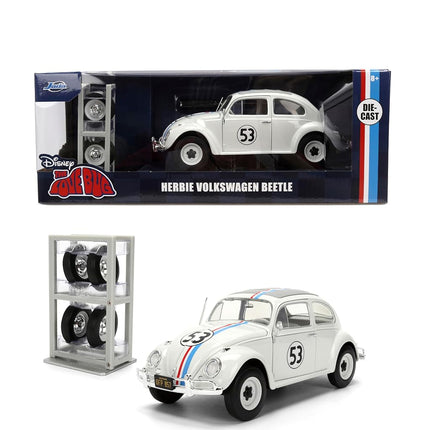 Jada Herbie The Love Bug Volkswagen Beetle Hollywood Rides 1:24 Die-Cast Vehicle with Tire Rack Toys