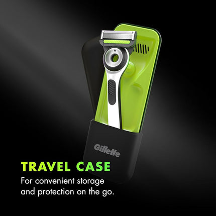 GilletteLabs Men's Sharp White Edition Handle with Exfoliating Bar, 2 Blade Refill and Travel Case, Gift Set
