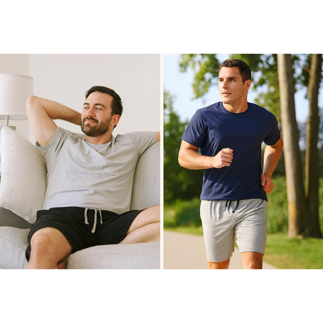 Pantalones cortos de pijama Hanes para hombre con jersey de algodón, gris/negro, M