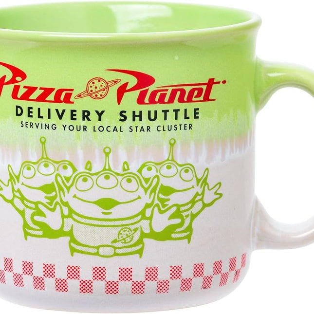 Silver Buffalo Disney Pixar Toy Story Pizza Planet Pizza is My World High Gloss Reactive Glaze Ceramic Camper Mug, 20 Ounces