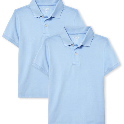 The Children's Place Polo Piqué à Manches Courtes Garçon, Lot de 2, Bleu, X-Large