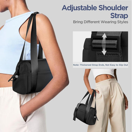 Mini Gym Bag for Women Girls Small Gym Tote Bag with Wet Compartment Waterproof Travel Duffle Bag Cute Workout Sport Bag, Black-12in, Mini, Fashion