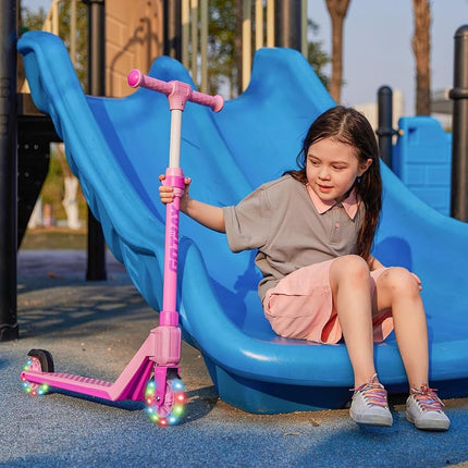Gotrax K03 Kick Scooter for Kids, 5" LED Lighted Wheels and Adjustable Handlebars, Lightweight Design and Anti-Slip Deck, Max Load 110 Lbs, Kids Scooter for Boys & Girls Ages 3+, Pink