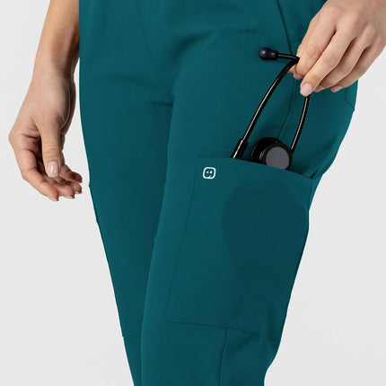 WonderWink Women's Flex-n-Reach Track Scrub Pant, Caribbean Blue, 5X