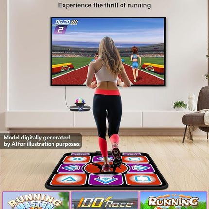 Acelufly Single Non-Slip Dance Mat with Wireless Controller and HD Camera for TV (Black Red)