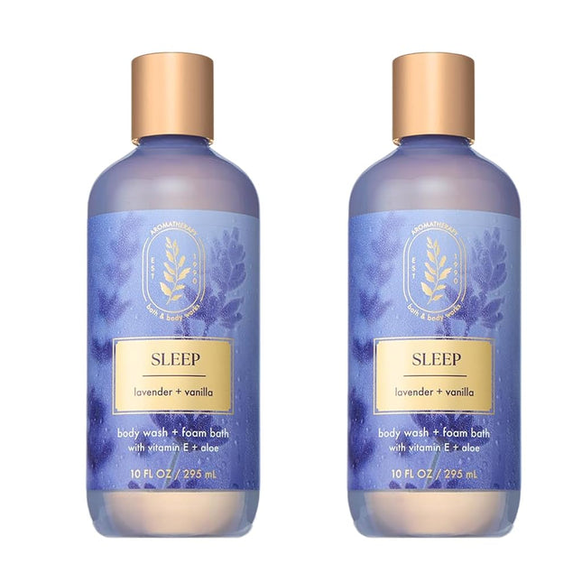 Lot of 2 Bath & Body Works Aromatherapy Sleep Lavender Vanilla Body Wash & Foam Bath 10oz. by Bath & Body Works