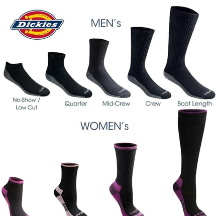 Dickies Men's Dri-Tech Moisture Control Max Full Cushion Crew Socks, Available in M-XL (6, 12 Pairs), Solid Black (12 Pairs), Large