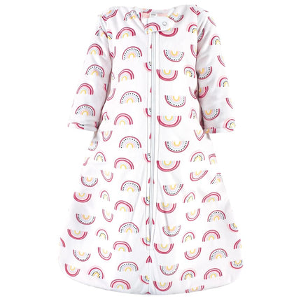 Hudson Baby Unisex Baby Long Sleeve Plush Faux Fur Sleeping Bag, Wearable Blanket, Modern Rainbow, 18-24 Months, Modern Rainbow, 18-24 Months