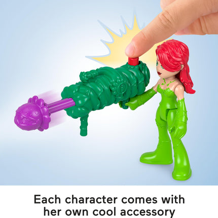 Fisher-Price Imaginext DC Super Friends Set de figuras de rivales con la Mujer Maravilla, Bumblebee, Harley Quinn y Hiedra Venenosa para niños de 3 años en adelante