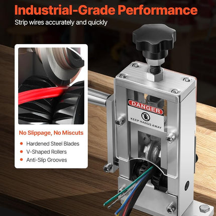 VEVOR Manual Wire Stripping Machine, 1.5-25 mm, Copper Stripper with Hand Crank or Drill Powered, 64Mn Quenched Blades, 45# Steel Rollers, Aluminum Alloy Frame Wire Peeler, for Scrap Copper Recycling