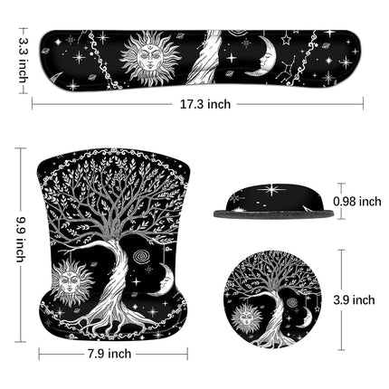 ToLuLu Keyboard Wrist Rest Mouse Pad Support, Gel Ergonomic Mouse Pads for Computer Laptop PC, Comfortable Durable Mousepad Keyboard Wrist Rests for Easy Typing Pain Relief, Moon & Sun