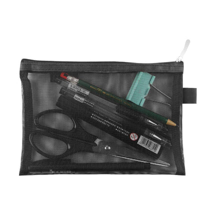 Bolsas de Maquillaje de Malla Topfinder, Estuches Cosméticos con Cremallera, Estuches para Lápices con Cremallera, Kit de Aseo Portátil para Viajes, Estuche Organizador de Oficina, Papelería ((6A+5A)*3 Negro)