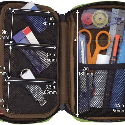 LIHIT LAB Zipper Pen Case, 7.9 × 2 × 4.7 Inches, Navy Camo (A7551-132)