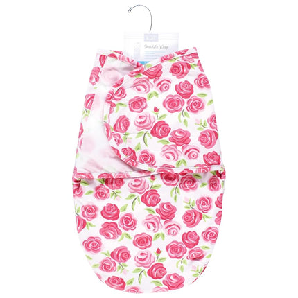 Hudson Baby Unisex Baby Plush Faux Fur Swaddle Wrap, Pink Roses, 0-3 Months