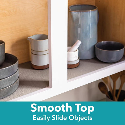 Smooth Top EasyLiner for Cabinets & Drawers - Easy to Install & Cut to Fit - Shelf Paper & Drawer Liner Non Adhesive - Non Slip Shelf Liner for Kitchen & Pantry - 12in. x 24ft. - White