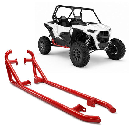 ALMULOO Barras Nerf Rock Sliders Par Compatible con Polaris RZR XP 1000 Turbo S 2014-2023, RZR 900/900 XC/S 900/S 1000 Puertas Laterales Izquierda Derecha - 2 Asientos Rojo