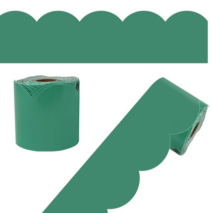 Carson Dellosa Grow Together 65Ft of Jade Green Bulletin Board Borders, 1 Roll of Scalloped Trim for Rolling Whiteboard, Cork and Posterboard, St Patricks Day, Christmas Decorations, Classroom Decor