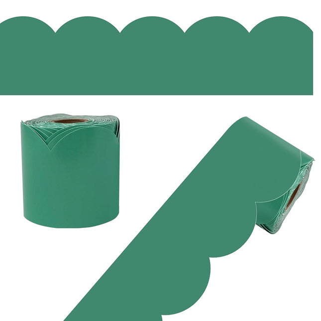 Carson Dellosa Grow Together 65Ft of Jade Green Bulletin Board Borders, 1 Roll of Scalloped Trim for Rolling Whiteboard, Cork and Posterboard, St Patricks Day, Christmas Decorations, Classroom Decor