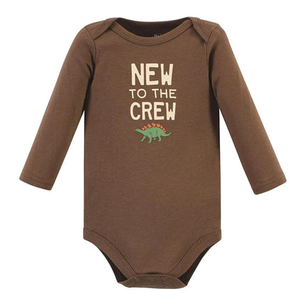 Hudson Baby Unisex Baby Cotton Long-Sleeve Bodysuits, Dinosaur Adventures 3-Pack, Preemie, Dinosaur Adventures 3-pack, Preemie