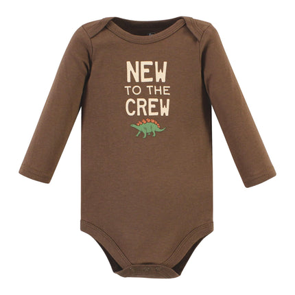 Hudson Baby Unisex Baby Cotton Long-Sleeve Bodysuits, Dinosaur Adventures 3-Pack, Preemie, Dinosaur Adventures 3-pack, Preemie
