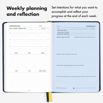 BestSelf Self Journal 13-Week Productivity Journal with Prompts, Undated Planner and Guided Journal for Women and Men, Grey Mist